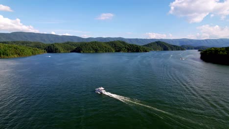 aerial south holston lake near bristol tennessee, virginia and johnson city tennessee, kingsport tennessee not far from watauga lake tennessee