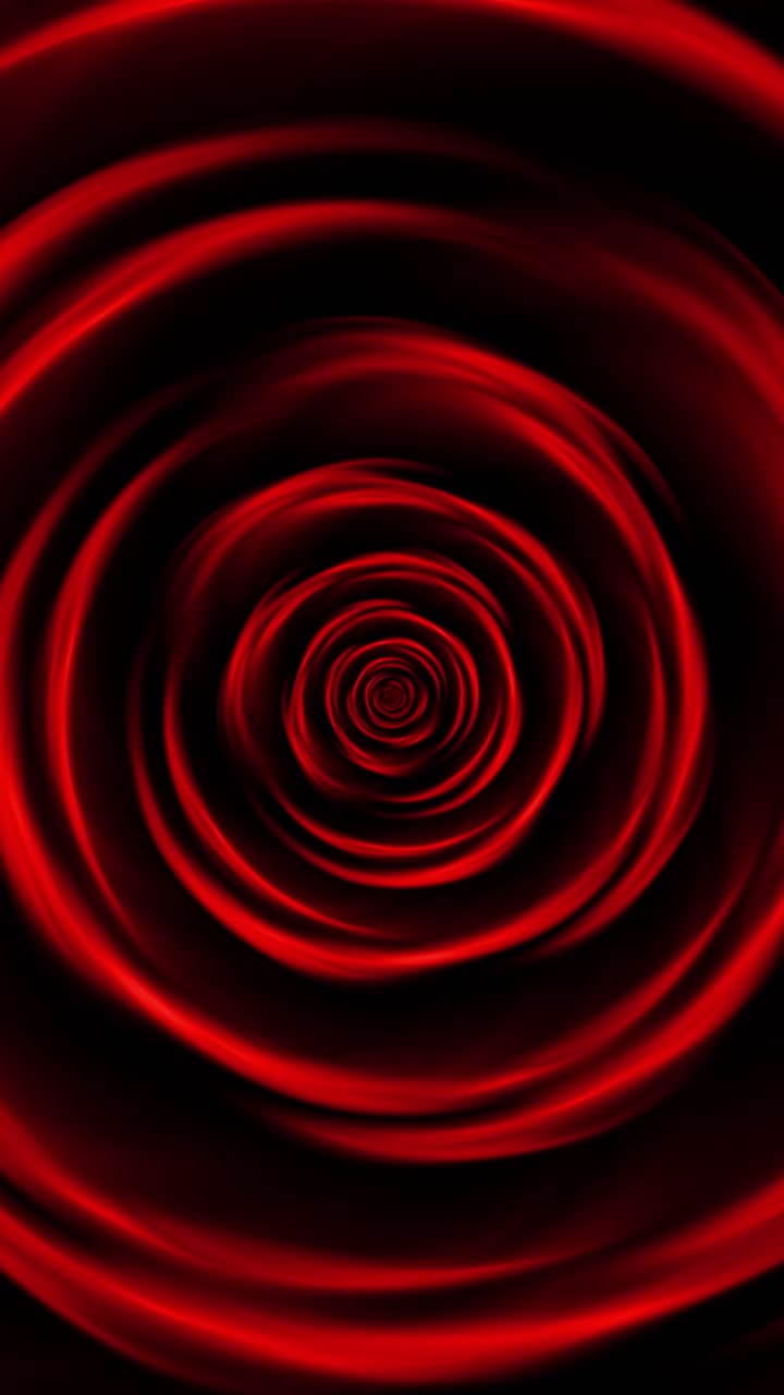Hypnotisk animation af en rød spiralformet tunnel eller vortex, en fængslende lodret baggrund til sociale medier stories og reels.