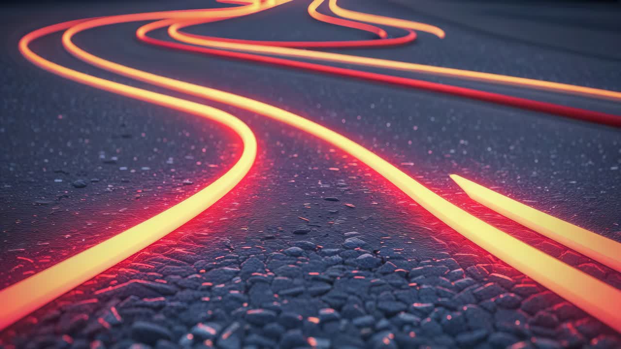 Abstract Glowing Lines on Road