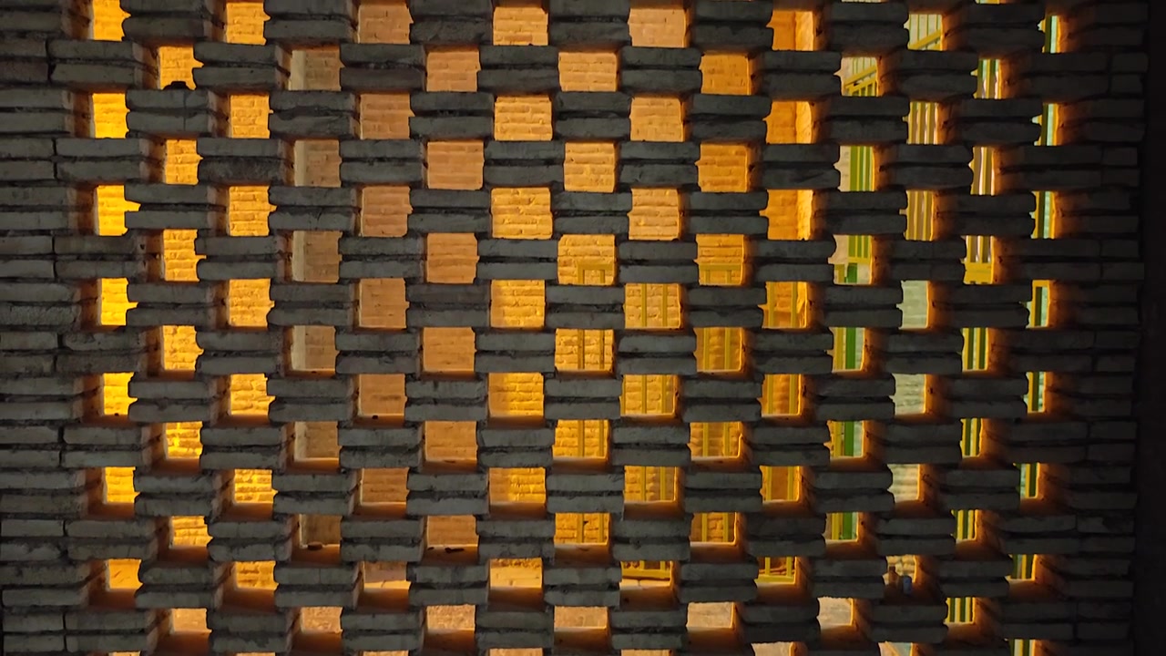 Decorative Brick Wall with Warm Backlighting
