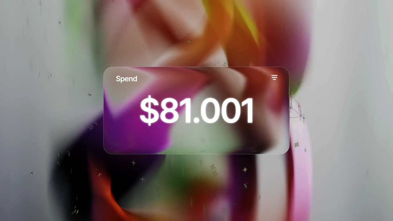 Abstract 3D Animation with Glassmorphism UI Data Displays