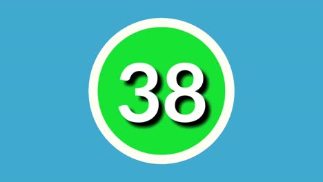 Number-38-thirty-eight-sign-symbol-animation-motion-graphics-on-green-sphere-on-blue-background,4k-cartoon-video-number-for-video-elements