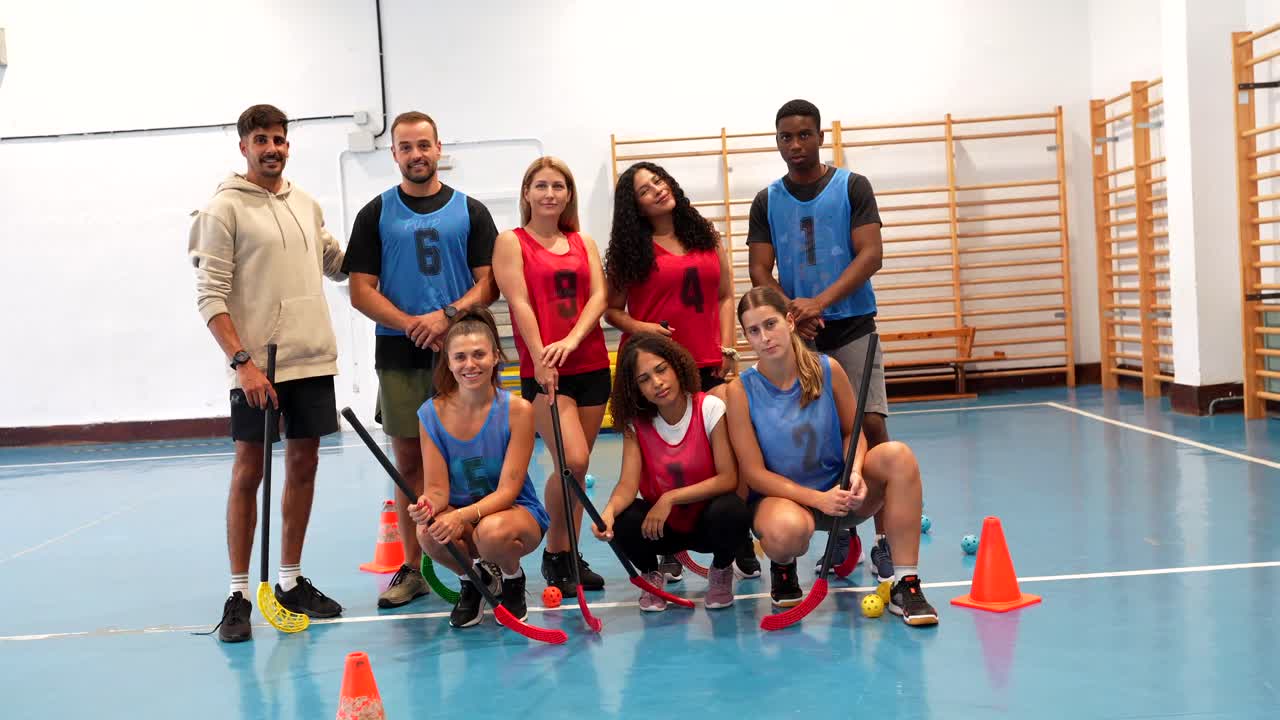 Floorball Team Posing for a Photo