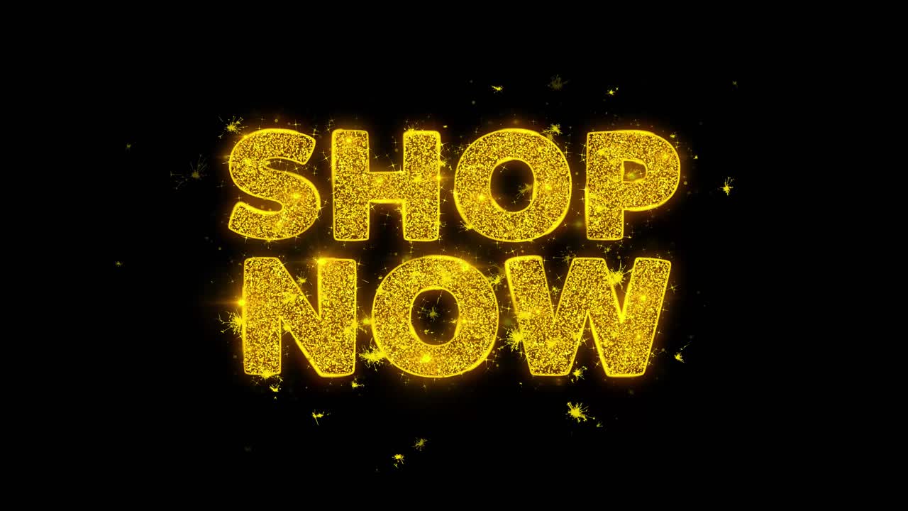 Shop Now - Sparkling Golden Text