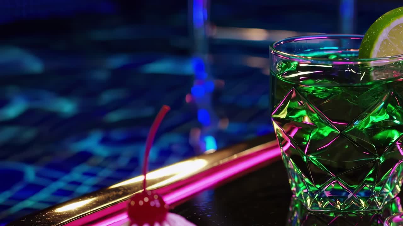 라임과 함께 네온 녹색 테일