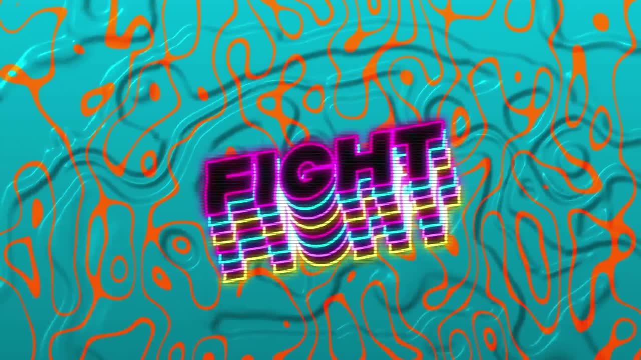 animación del texto de la lucha sobre líneas en fondo verde