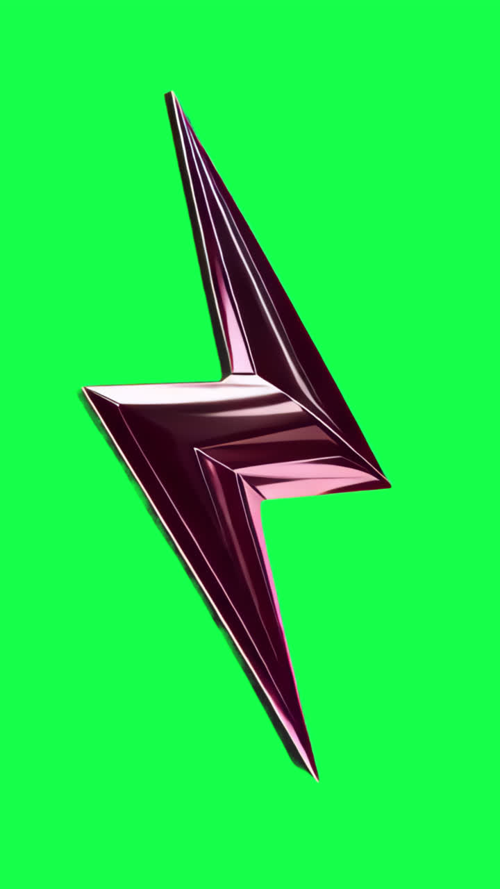 Futuristic metallic lightning bolt animation isolated asset, transparent 4K video, alpha channel