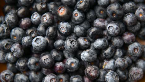 close up of fresh blueberry in wooden plate