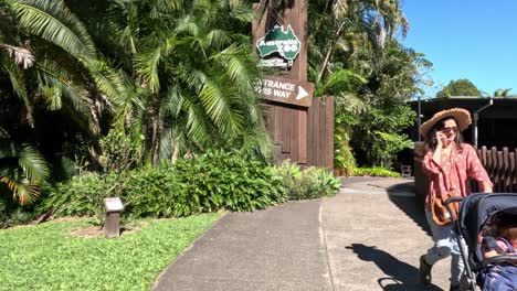 family approaching entrance of australia zoo