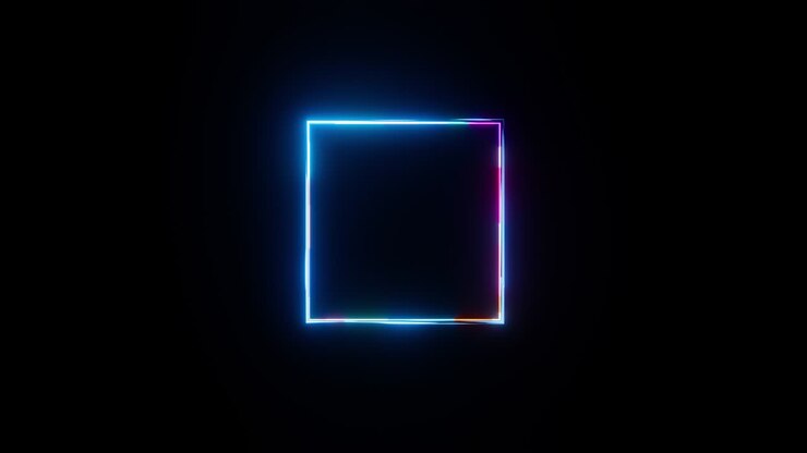 Neon square seamless looped animation fluorescent ultraviolet light glowing neon lines Abstract background with neon square pattern LED. 4K video animation