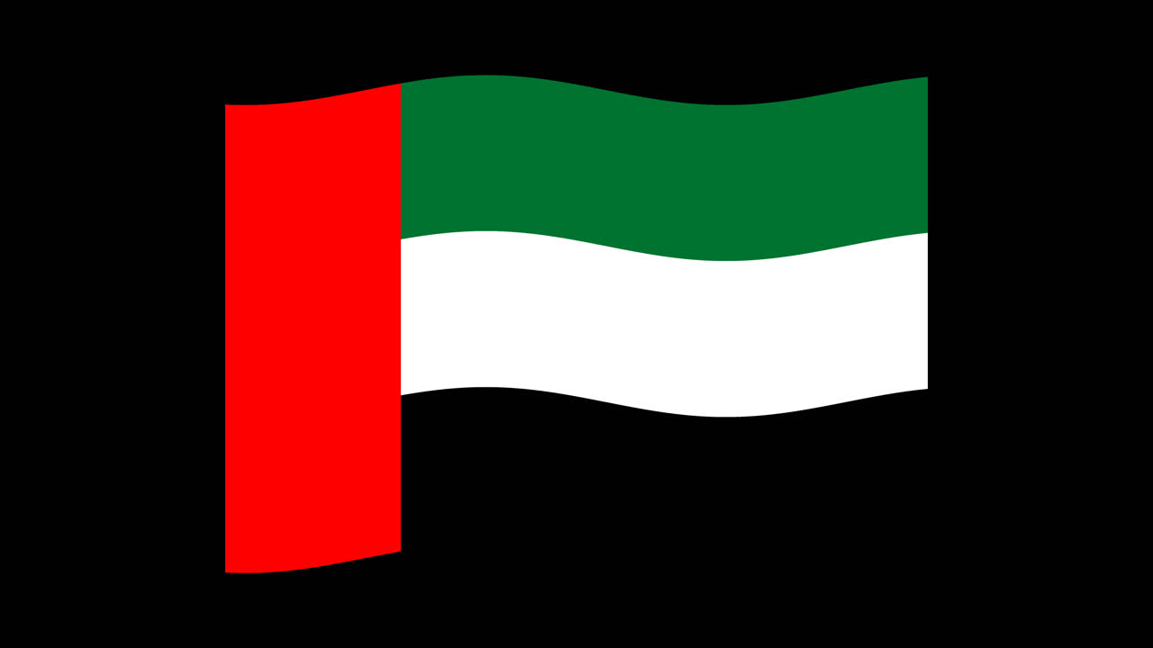 Animated Waving Flag of United Arab Emirates on Black Background