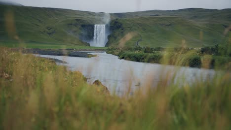 most famous and beautiful skogafoss waterfall in iceland