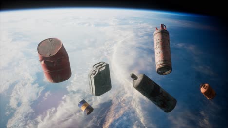 contaminación de la atmósfera del planeta tierra y el espacio
