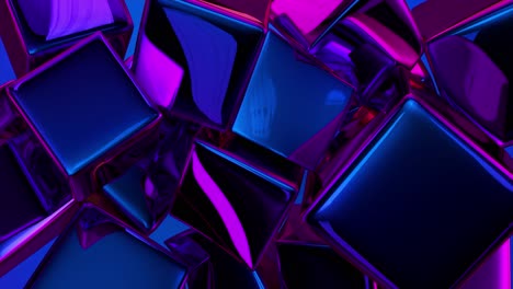 renderizado en 3d de cubos púrpuras y azules brillantes