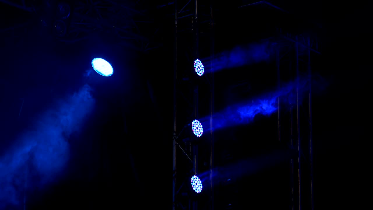 Blue lighting on stage