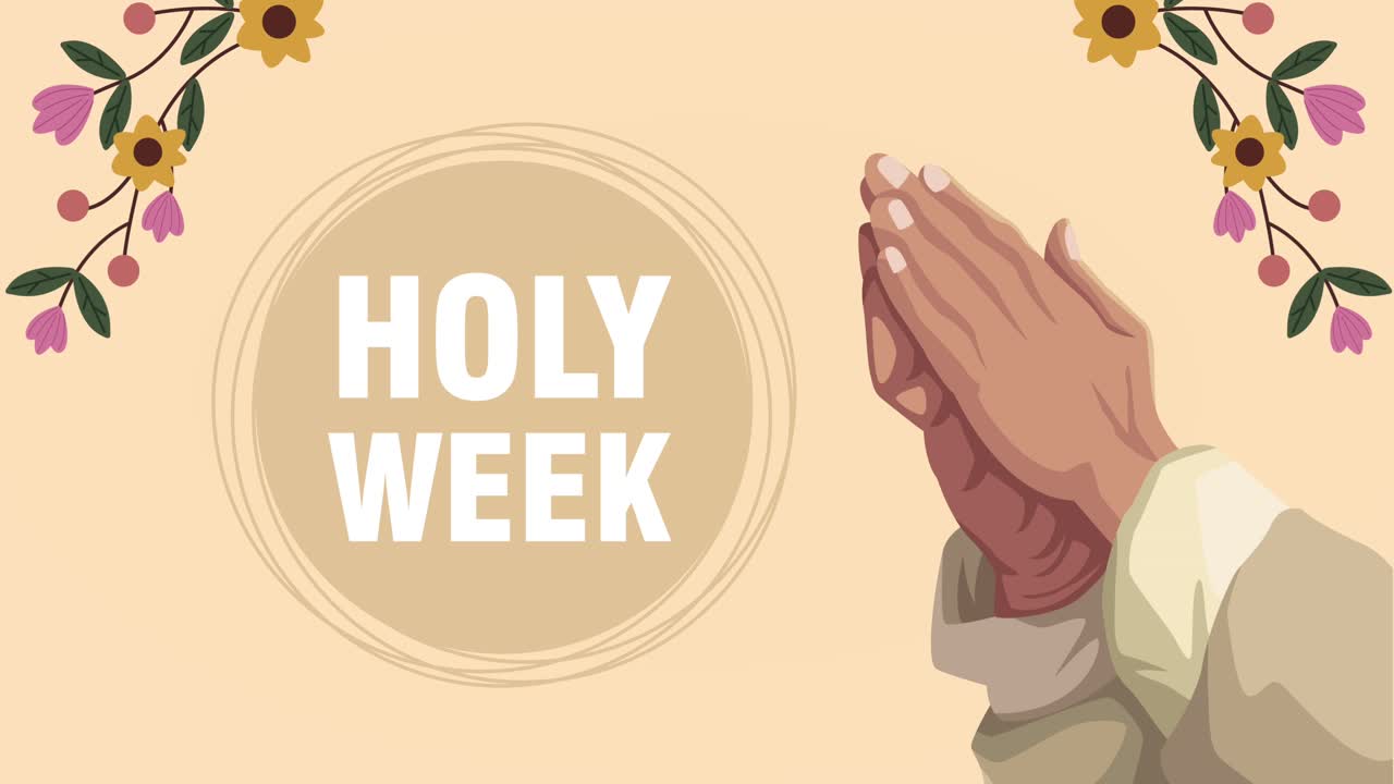 semana santa animación de letras con las manos orando