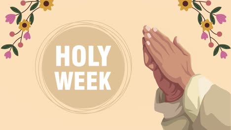 holy week lettering animation with hands praying