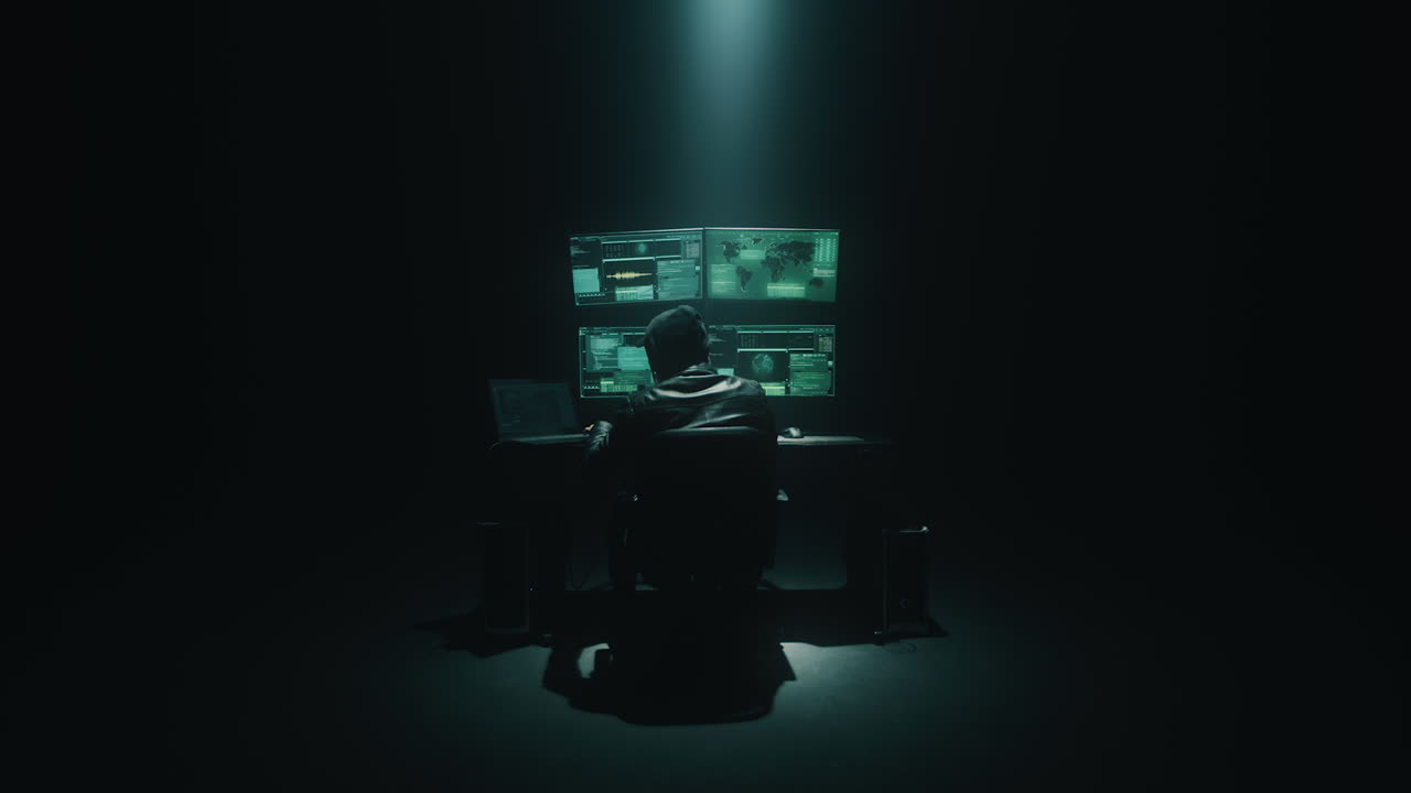 en una habitación oscura hacker