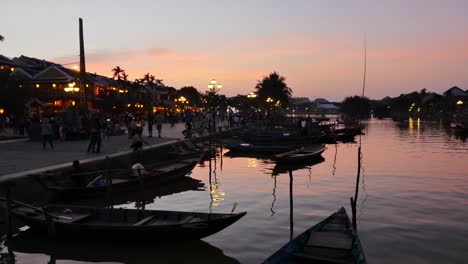 sunset over thu bon river, old quarter of hoi an, vietnam in 4k