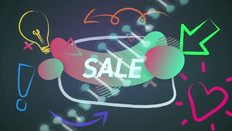 animation of sale text and dna strand on black background