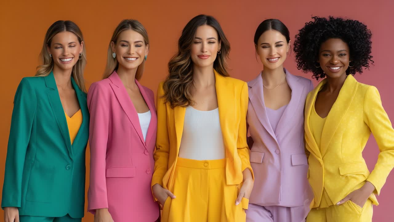 Diverse Group of Businesswomen in Colorful Suits