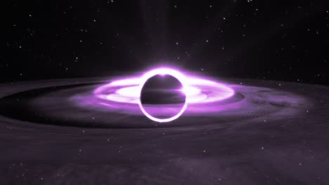 magenta supermassive black hole animation in outer space