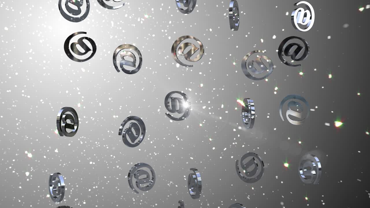 at mark and email symbols particle loop animation