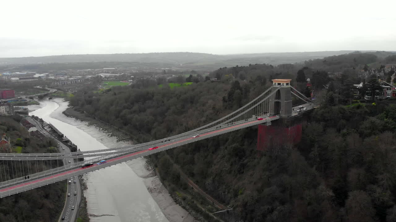 Clifton Suspension Bridge from the air (drone view)