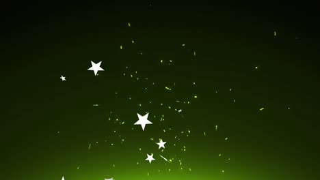 multiple star icons and particles floating against green background