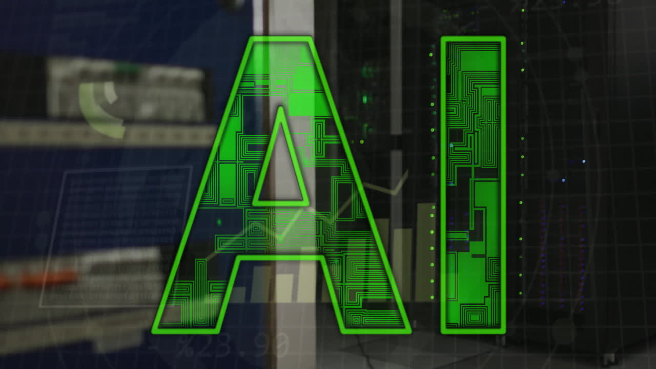 컴퓨터 서버를 통해 텍스트 및 데이터 처리의 애니메이션