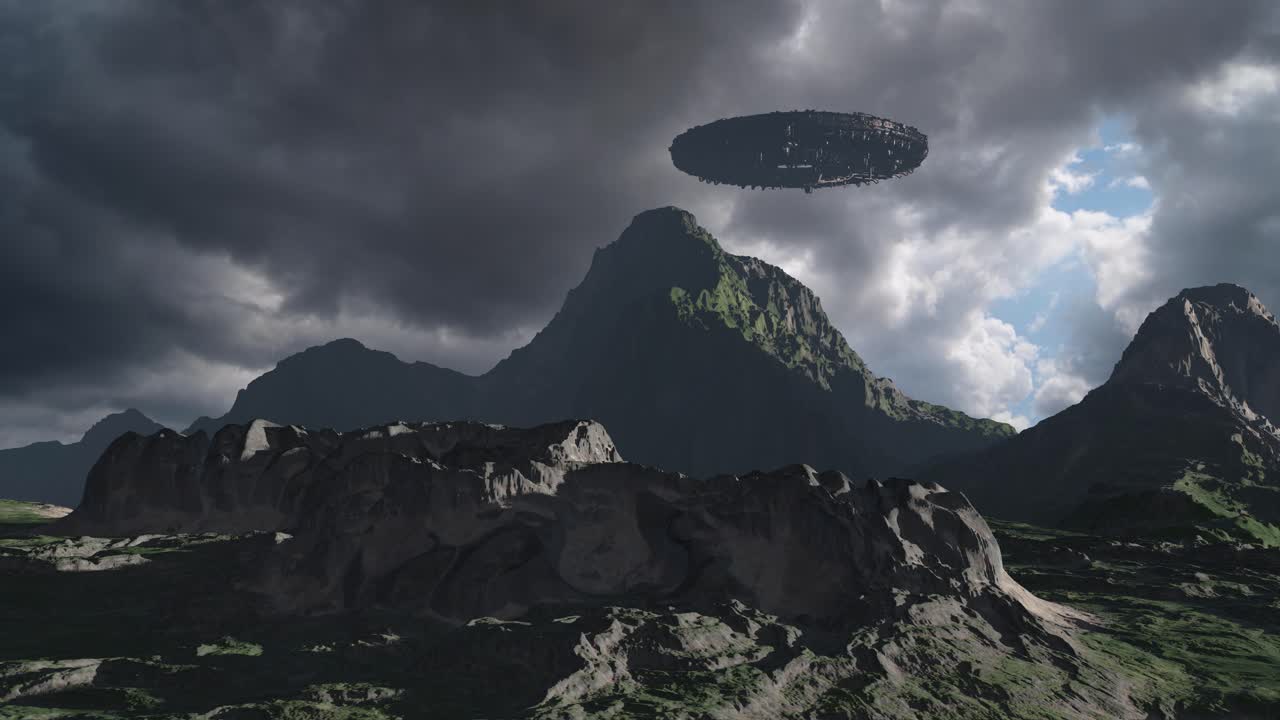 UFO over a mountainous landscape