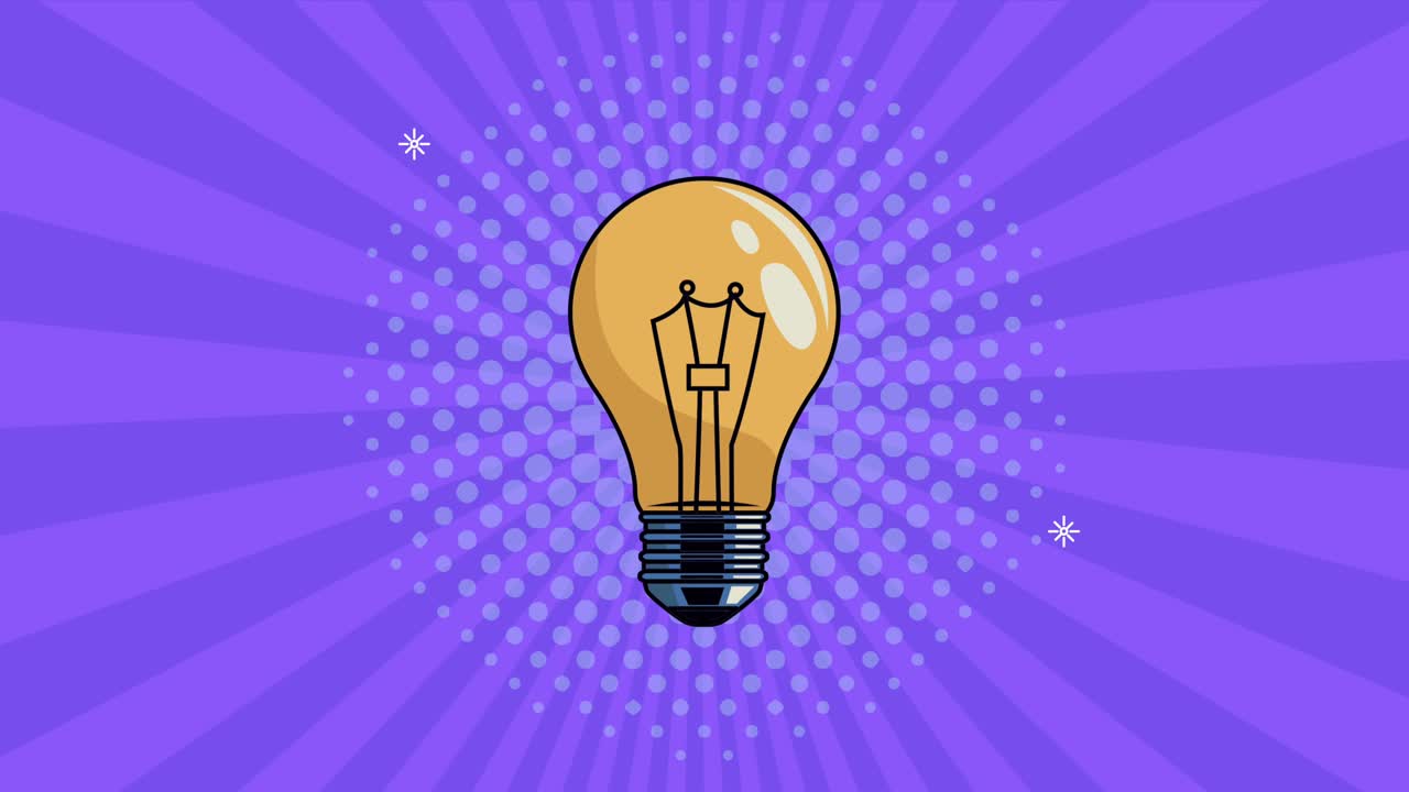 animación de estilo pop art con luz de bombilla