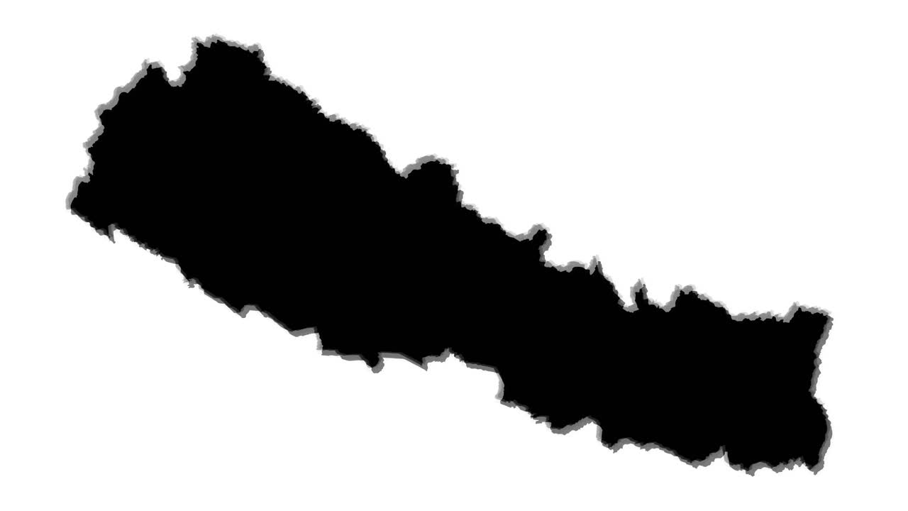 자자르코트에서 강한 지진이 발생한 네팔 국가 지도의 애니메이션