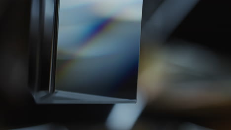 glass prism with blurred light refraction