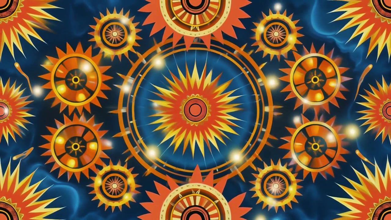 Animazione astratta di mandala geometrico con motivi a raggiera rotanti