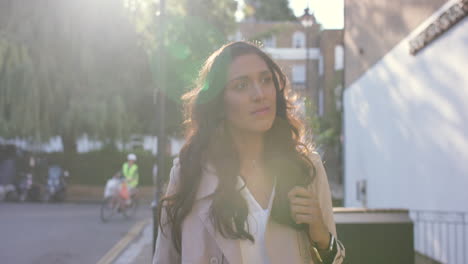 woman walking in city street