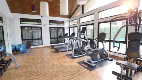 Stylish-Polished-Wooden-Gym-With-Exercise-Equipments