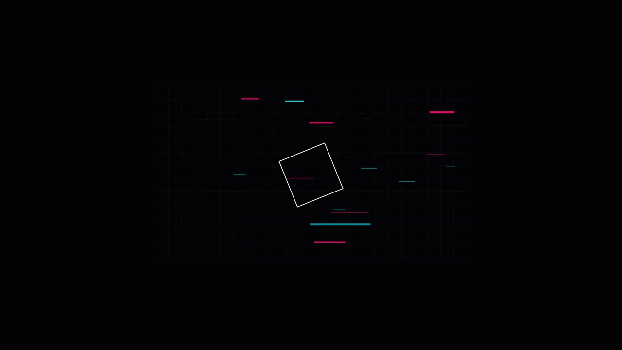 Abstract Motion Graphics Featuring Rotating Square and Digital Glitch Effects