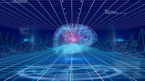 animación del cerebro humano, moléculas, procesamiento de datos y metaverso