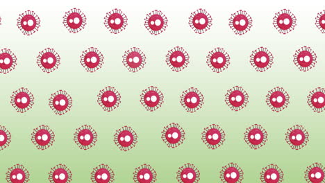 animación de células de virus que se mueven sobre un fondo verde claro
