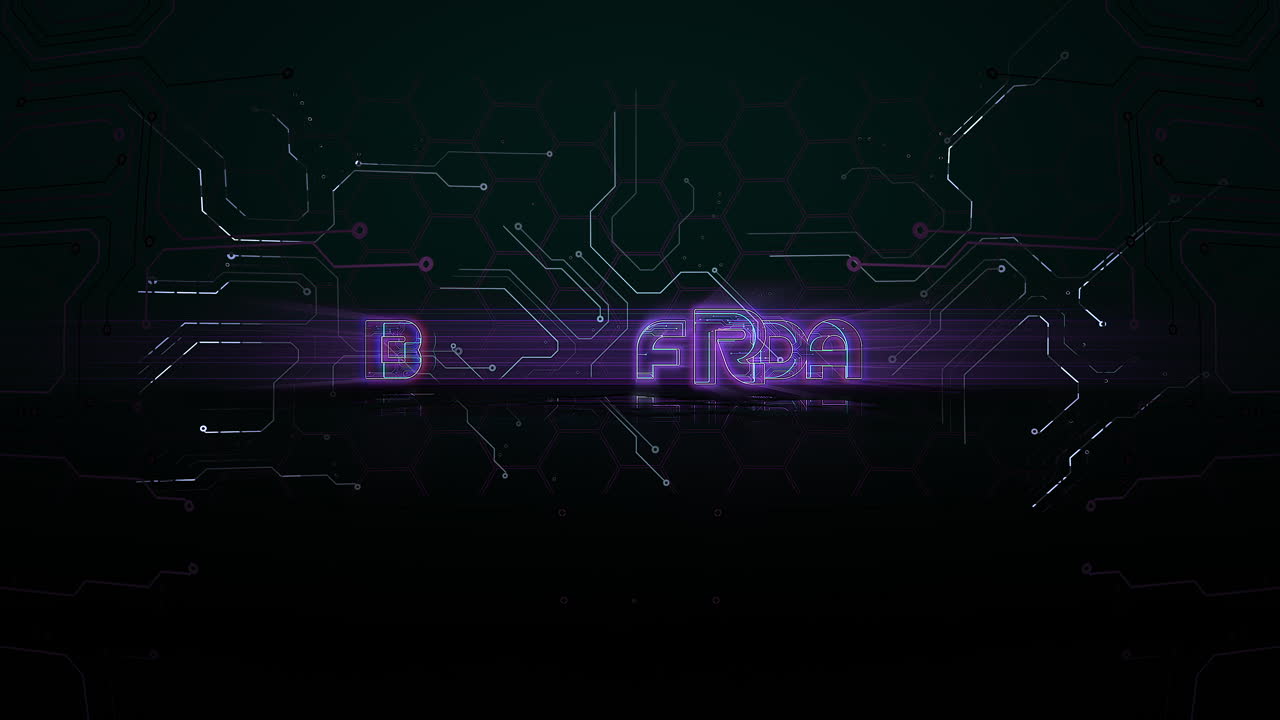 애니메이션 소개 텍스트 블랙 프라이데이 및 컴퓨터 칩과 네온 불빛이 있는 사이버펑크 애니메이션 배경 2