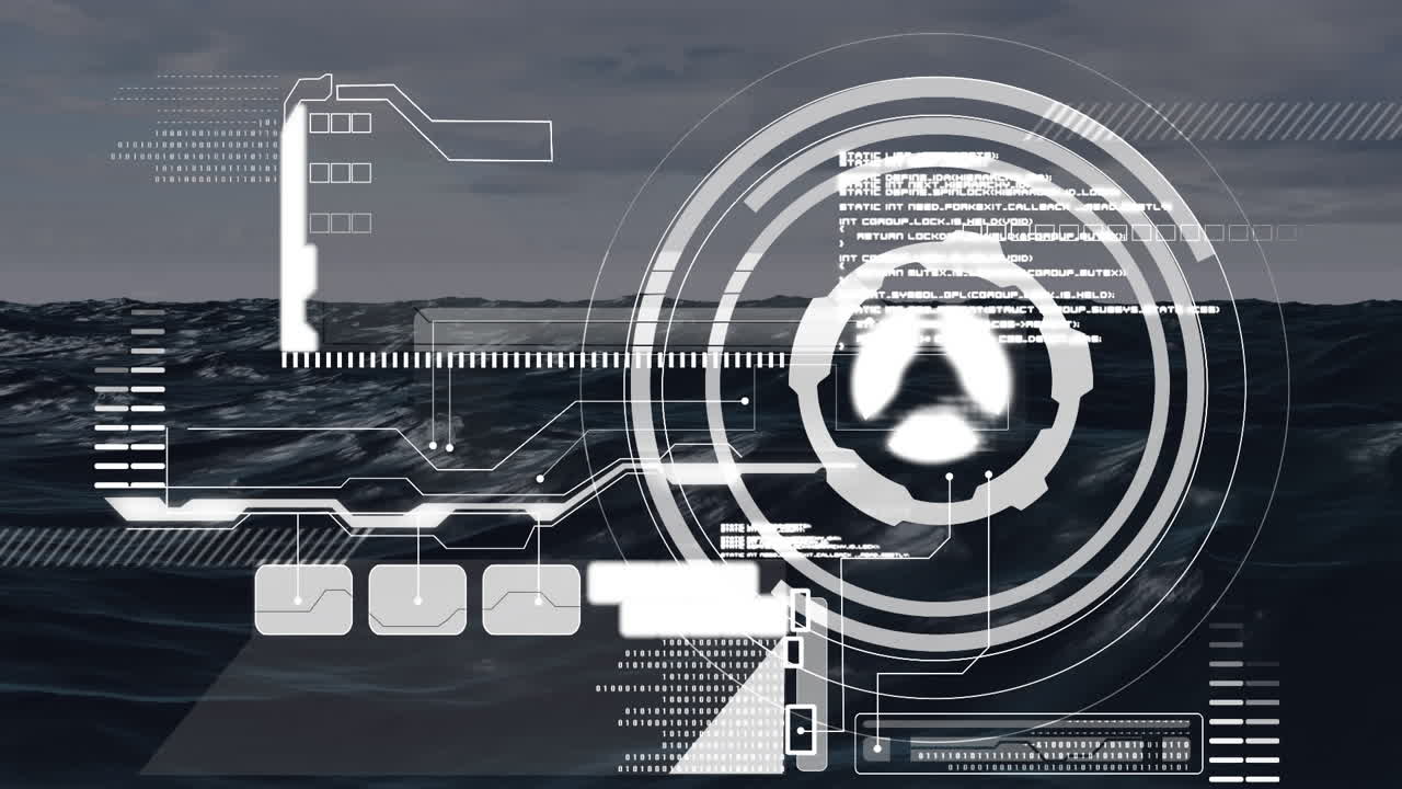 Animation of data processing over sea