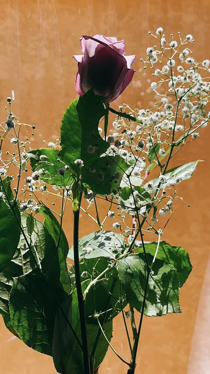 Purple Rose and White Flowers Bouquet