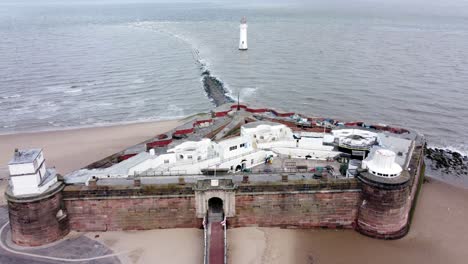 fuerte perca roca nuevo brighton arenisca defensa costera batería museo vista aérea volar sobre inclinar hacia abajo
