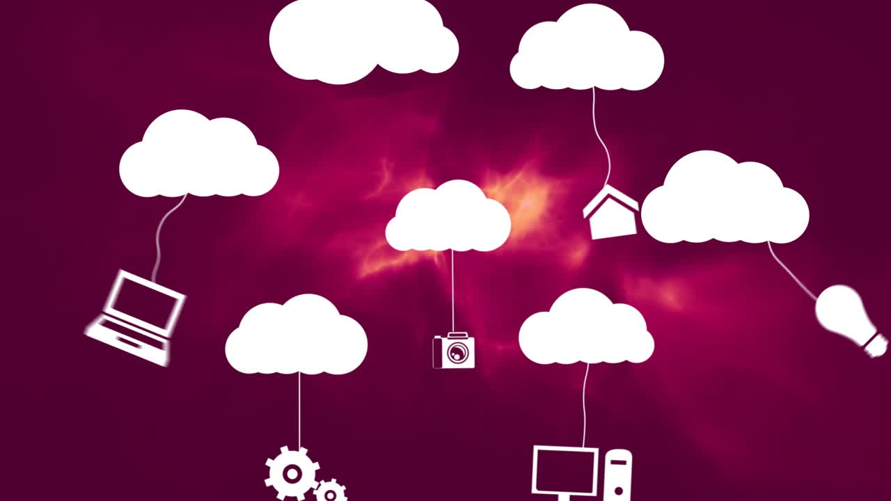 animación de nubes con dispositivos tecnológicos sobre el interior del cuerpo humano