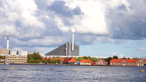 factory contaminating air, toxic gases and smoke in copenhagen by water