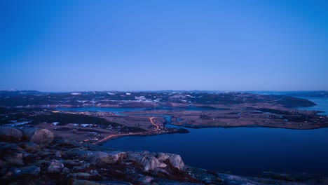 Coastal-Town-Timelapse-Of-Dusk-To-Night