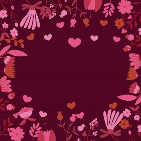 floral border pattern with pink and red flowers