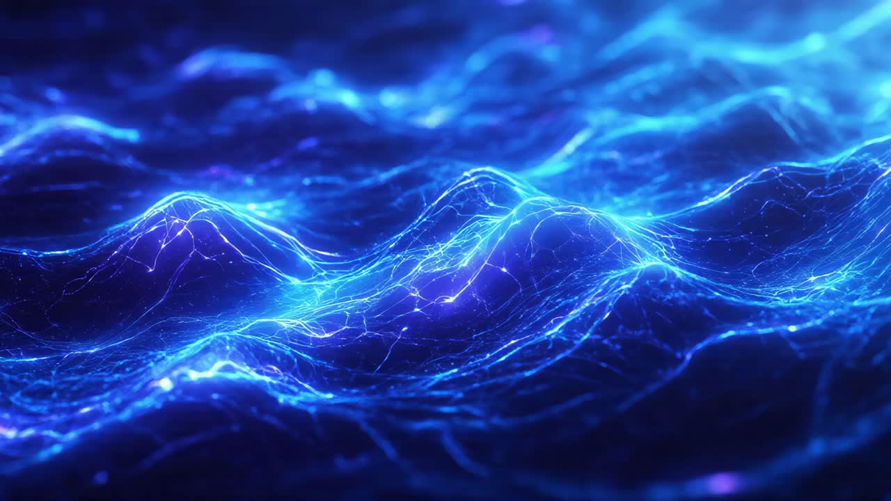 Abstract Glowing Blue Waves