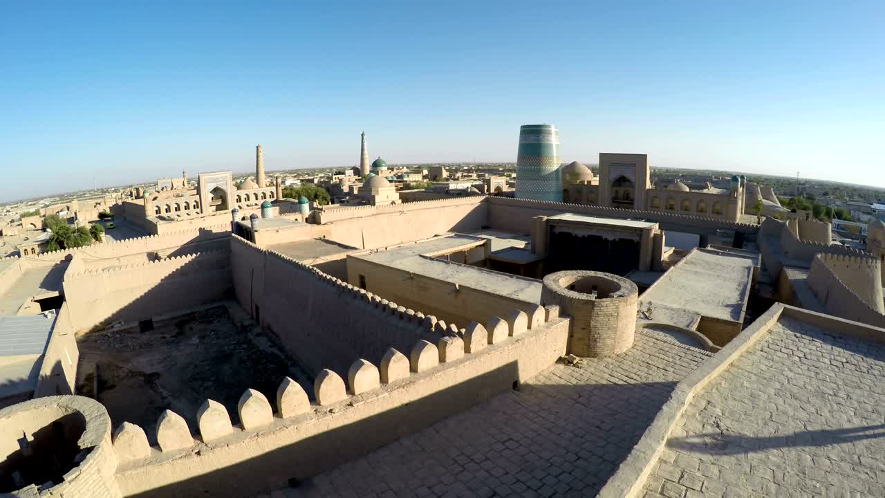 vista aérea en las calles de la ciudad vieja. uzbekistán. khiva.